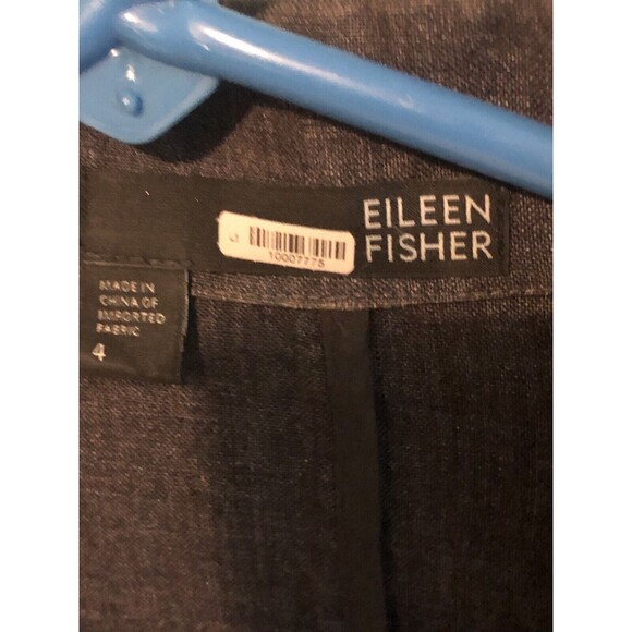 *Eileen Fisher Rumpled Linen Delave Blazer Shaped Jacket  Size 4 Dark Grey - Picture 5 of 9